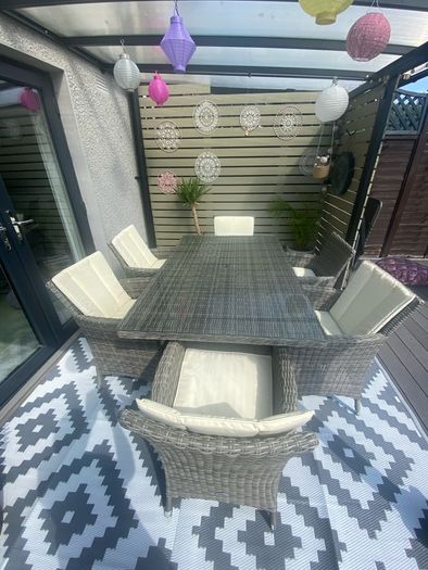 Table and six chairs