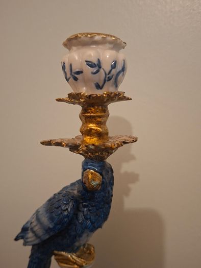 Blue Parrot Candlestick