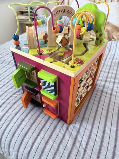 Zany zoo wooden activity cube