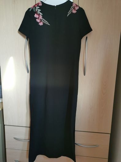 NEW - Zara Embroidered black midi dress UK 8