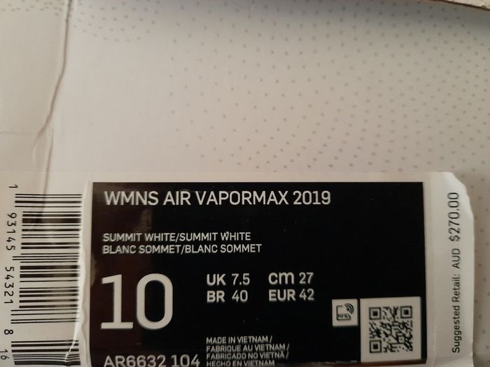 Nike Wmns Air VaporMax 2019 'Phantom Volt' UK-7.5/EUR-42 AR6632 104 Summit White/Phantom-Black-Summit White-2019