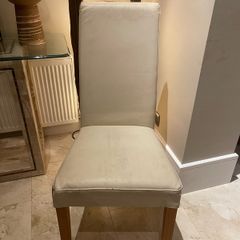 Single Well Padded Cream Leather Dining Chair - Can Deliver