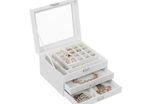 Jewelry box with drawers and glass lid White