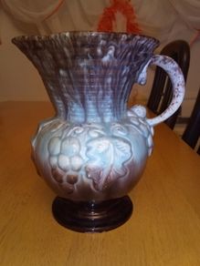 West German Pottery Jug with grape design