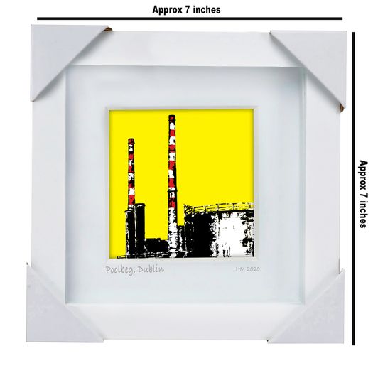 Yellow Poolbeg 1. small framed print by artist Helen Mathews