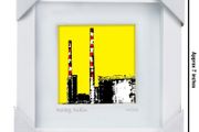 Yellow Poolbeg 1. small framed print by artist Helen Mathews