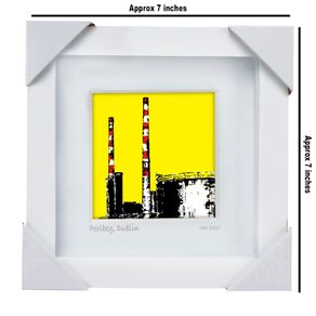 Yellow Poolbeg 1. small framed print by artist Helen Mathews