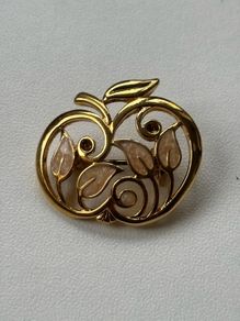 gold-tone vintage apple brooch
