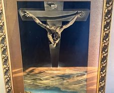 Vintage Framed Salvador Dali Christ of Saint John of the Cross Print Religious Art