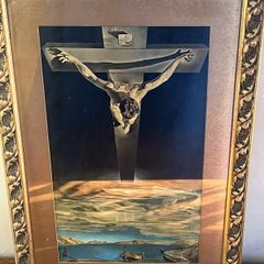 Vintage Framed Salvador Dali Christ of Saint John of the Cross Print Religious Art