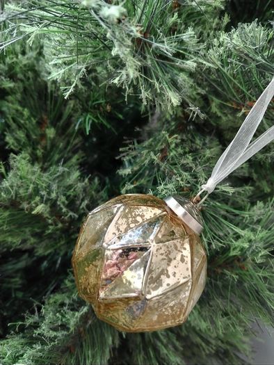 Box of x12 Gold Speckle Geometric Style Glass Christmas Baubles
