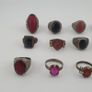 Antique Boho Jewellery 15 Mixed Brass Stone & Glass Rings Image 2