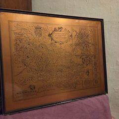 Vintage Copper Etching of 17th Century Map "The West Ridinge of Yorkeshire"