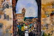 leaning tower of Pisa watercolour