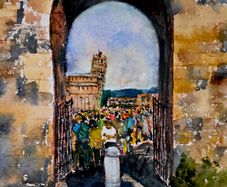 leaning tower of Pisa watercolour