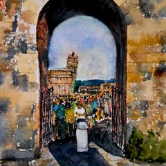 leaning tower of Pisa watercolour
