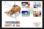 1985 Great Britain Safety at Sea Commemorative stamps Stuart Covers First Day Cover (FDC) with Berwick-upon-Tweed Lifeboat Service Cancel
