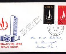 1968 Ireland International Human Rights Year Commemorative Stamps Illustrated addressed First Day Cover (FDC)