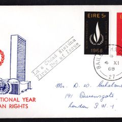 1968 Ireland International Human Rights Year Commemorative Stamps Illustrated addressed First Day Cover (FDC)