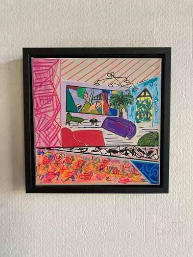 Framed Original Abstract Painting Miami style Interiors Art   Original Art Gift
