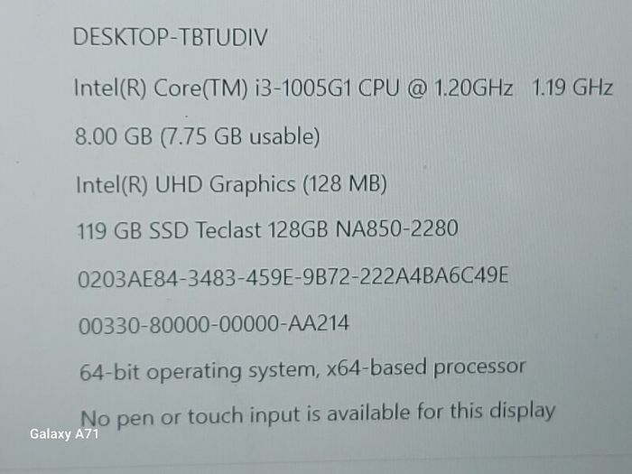 Dynabook Sattelite Pro, Intel Core i3-1005G1 CPU, 1.2GHz, 8GB Ram, 128GB SSD, Windows 10 Pro, Microsoft Edge, Chrome