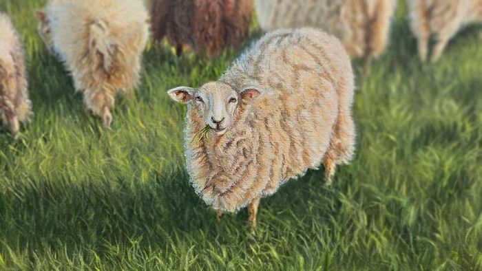 Original Oil Painting  - Curious Lamb