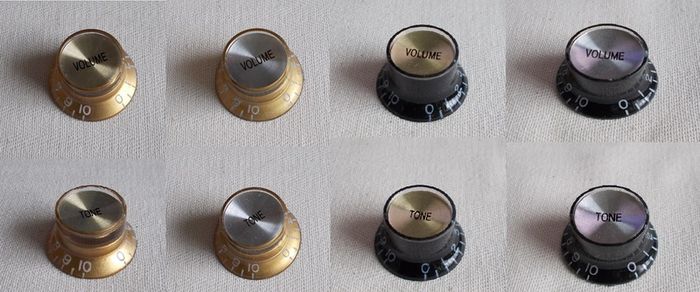 Vintage Top Hat Knobs, Chrome Foil Topped (2 tone/2 volume) 2 colours/styles