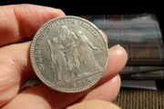France 1875 A. Silver 5 francs."Hercules"Type.90%silver.