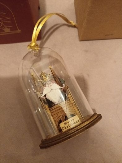 christmas dome glass/wood hanging decoration