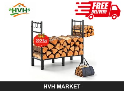 Firewood Rack 250kg with Log Carrier Bag