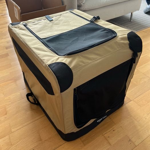 Portable Soft-Sided Folding Travel Crate Kennel for cat, dog, and other small animals, Tan,
