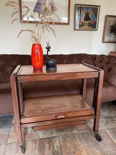 Antique Art Deco Metamorphic Side Table Tea Trolley 1920s