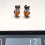 Vintage Natural Baltic Amber Silver Heart Stud Earrings Image 9