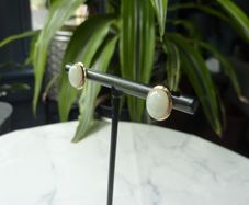 9ct Gold Jade Stud Earrings, Sterling Silver Backs, 1.4g