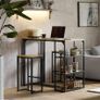 3-Piece Bar Table Set with Storage Shelves Industrial Style Dining Table with 2 Stools Image 2