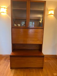 Vintage Teak Bureau Bookcase / Cocktail Cabinet