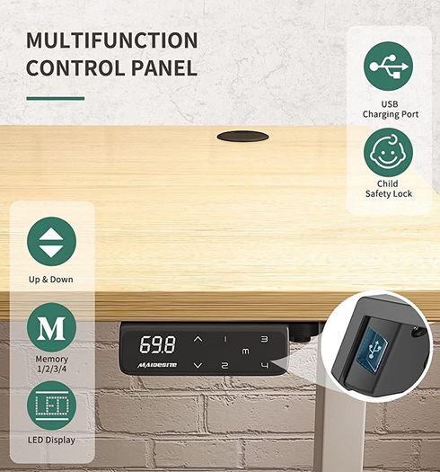 Electric Standing Desk Height Adjustable Standing Desk Sit Stand Desk Stand Up Desk with Headphone Hook 100x60cm Desktop for Home Office (FREE POSTAGE)