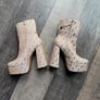 River Island Beige/Gold Monogram Platform Ankle Boots UK 5 / EU 38 Image 6