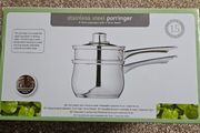 Kitchen Craft Double Porringer, Stainless Steel in Gift Box