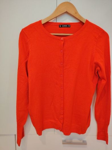 Red cardigan