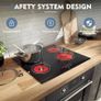 Ceramic Hob, Built-in 4 Zone Electric Hobs 60cm Noise-free Auto Shut-off Safe Lock Heat Indicator Black Glass Panel Cooktop with Touch Controls Image 2