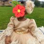Gold 1st birthday dress, special occasion outfit , princess dress Image 2