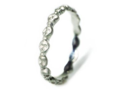 Mini Skull Eternity Band Ring in Sterling Silver, Alternative Wedding Band