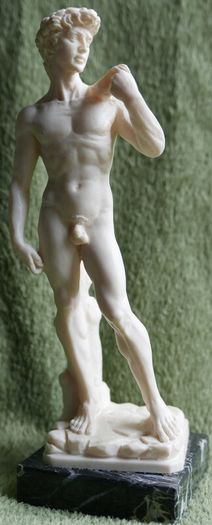 Vintage Sculpture of Statue of David in Resin by A. Santini Italy Male Nude Vintage  Italy 1960
