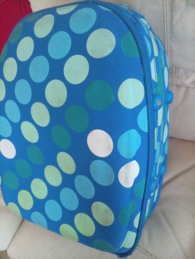 Blue dotted suitcase