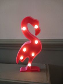 Lamp light battery operated 12" tall flamingo
