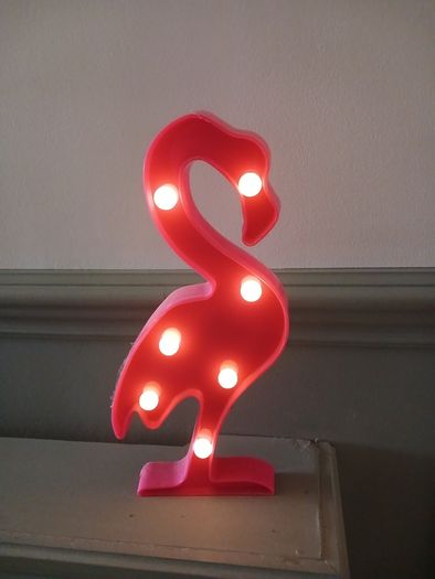 Lamp light battery operated 12" tall flamingo