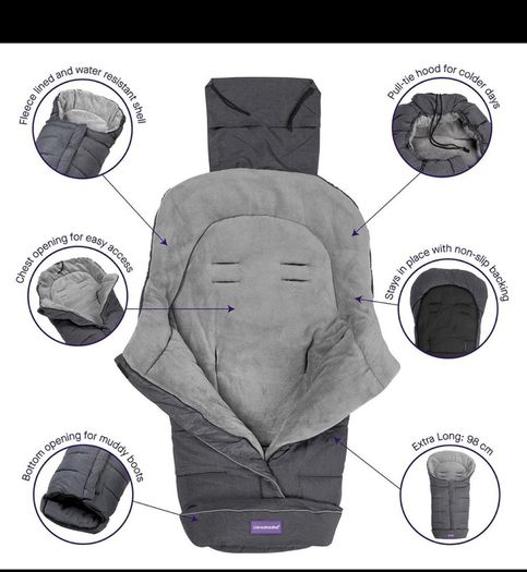 Clevamama Universal Footmuff/buggy liner grey