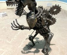 Large Handmade Scrap Metal Dinosaur Dragon Sculpture, 45cm, Recycled Steampunk Art