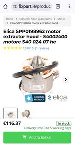 Elica extractor hood motor - S40 024 00
